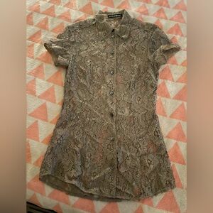 Vintage Dolce & Gabbana Tan Lace Button Down Shirt